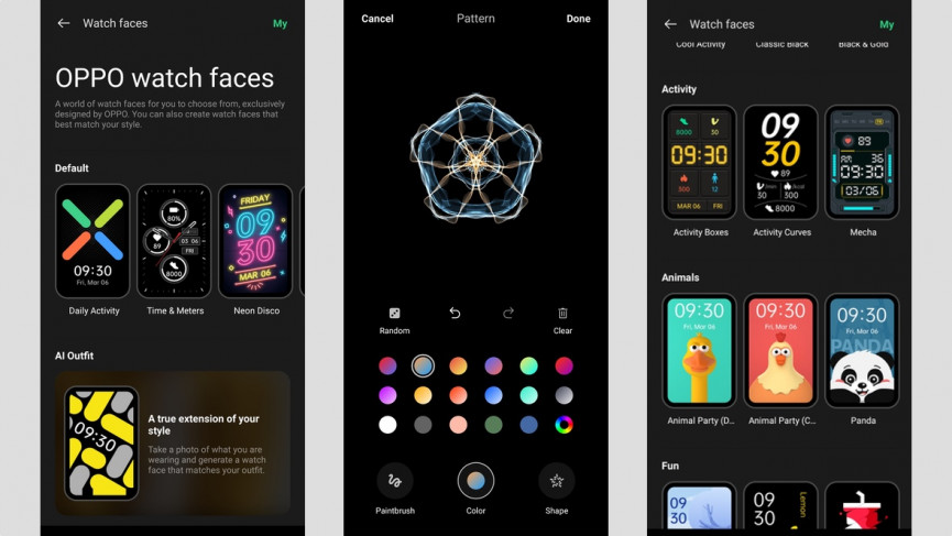 Oppo Watch Free watch face selection