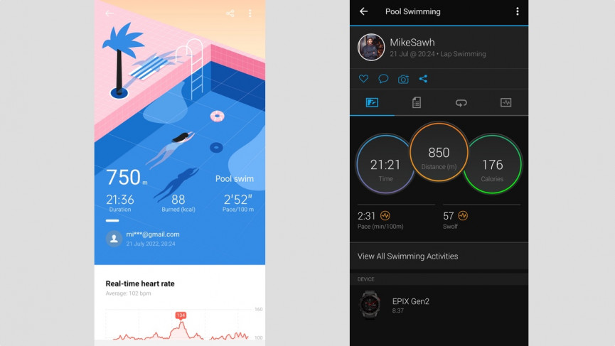Oppo Watch Free swim data