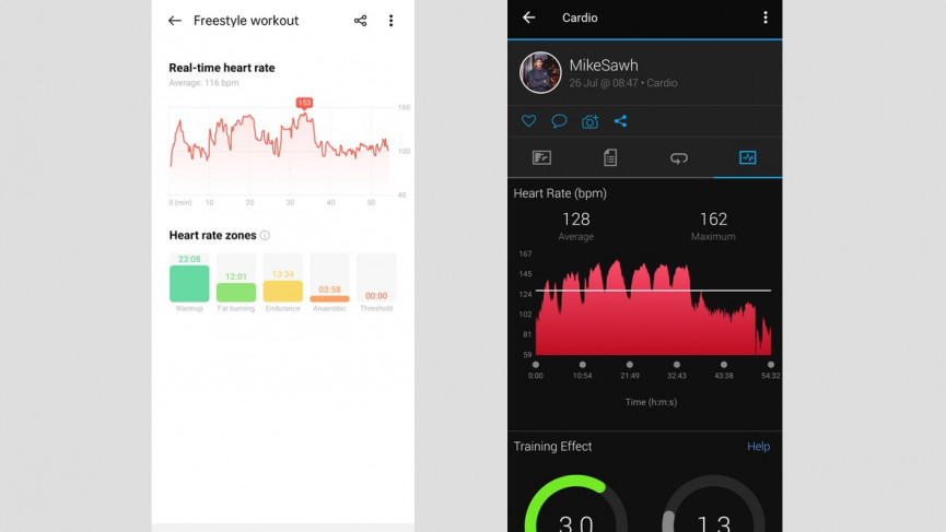 Oppo Watch Free HIIT session data